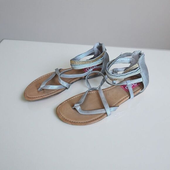 EDL Presents Pop Eiffel Antique Gold Embellished Strappy Sandal Size 8 1/2 - Picture 12 of 15